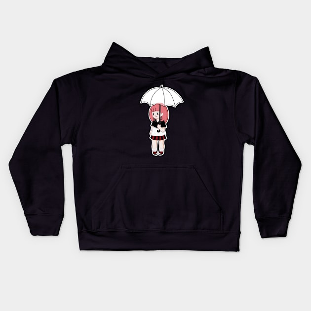 Cute girl with umbrella Kids Hoodie by NumbleRay